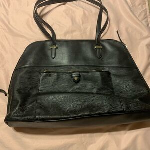 Black XL Faux Leather Tote Bag Laptop Case Carry-On Bag Brand New
